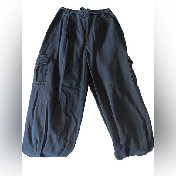 Pretty Little Thing Black Baggy Low Rise 90's Cargo Trouser Pants US 2 Office - Picture 15 of 15